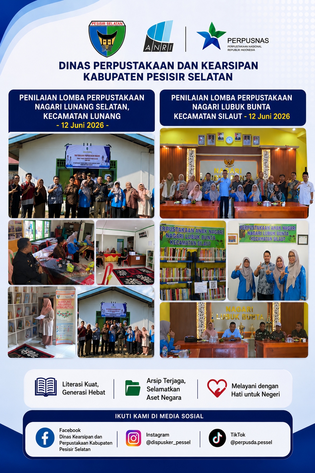 Penilaian Lomba Perpustakaan Nagari Lubuk Bunta dan Nagari Lunang Selatan