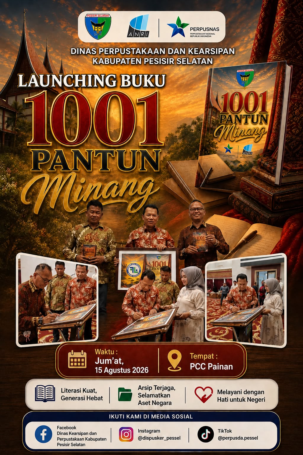 Dinas Perpustakaan dan Kearsipan Launching Buku 1001 Pantun Minang memperingati HUT RI ke 81